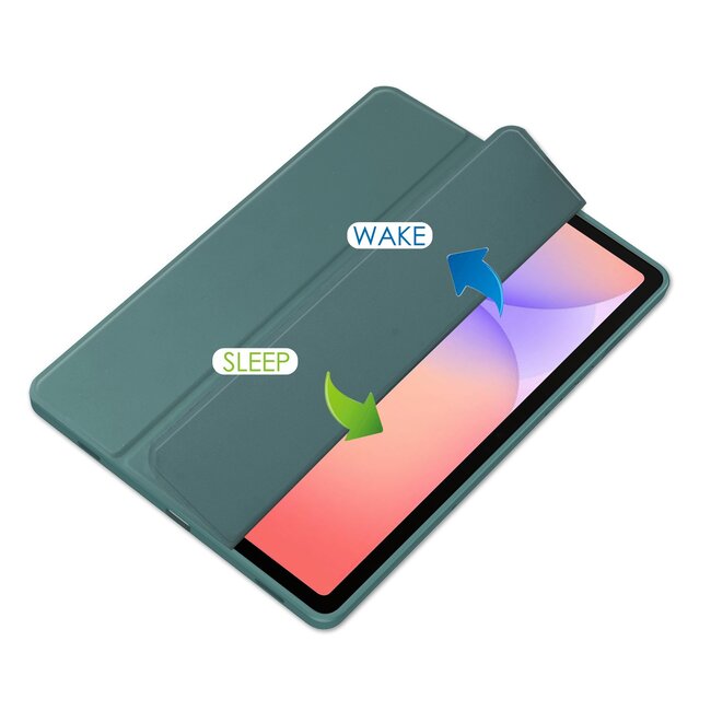 Case2go - Tablet hoes geschikt voor Samsung Galaxy Tab S10 Lite (2025) - 10.9 Inch - Acrylic Trifold case met Pencil houder - Donker Groen