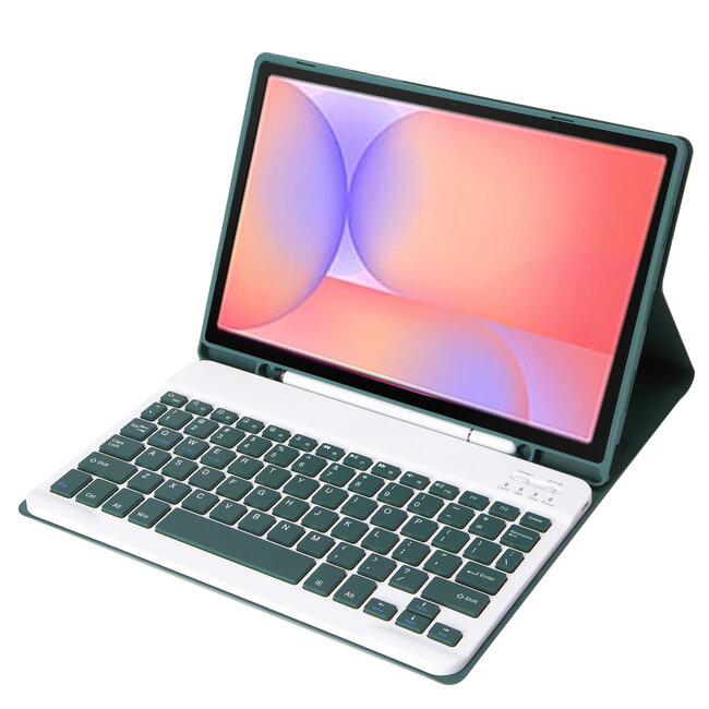 Case2go - Bluetooth Toetsenbord hoes geschikt voor Samsung Galaxy Tab S10 Lite (2025) - 10.9 Inch - QWERTY - Auto Wake/Sleep functie - Met Pencil Houder - Donker Groen