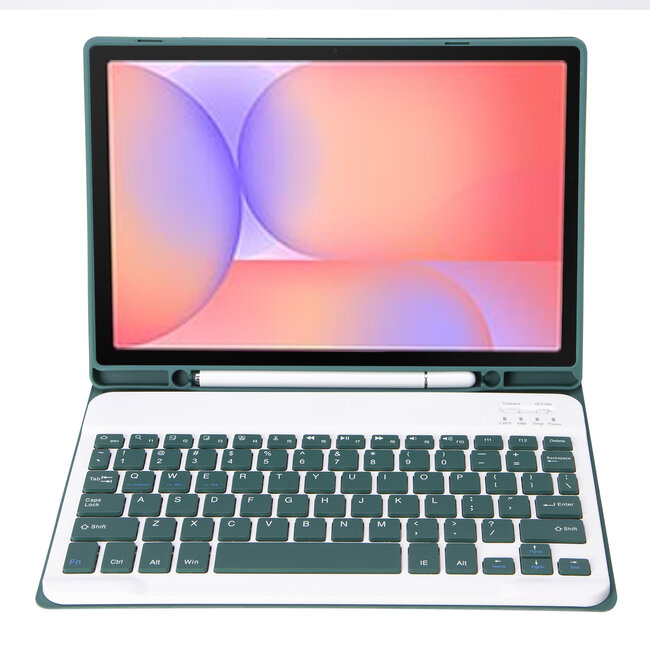 Case2go - Bluetooth Toetsenbord hoes geschikt voor Samsung Galaxy Tab S10 Lite (2025) - 10.9 Inch - QWERTY - Auto Wake/Sleep functie - Met Pencil Houder - Donker Groen