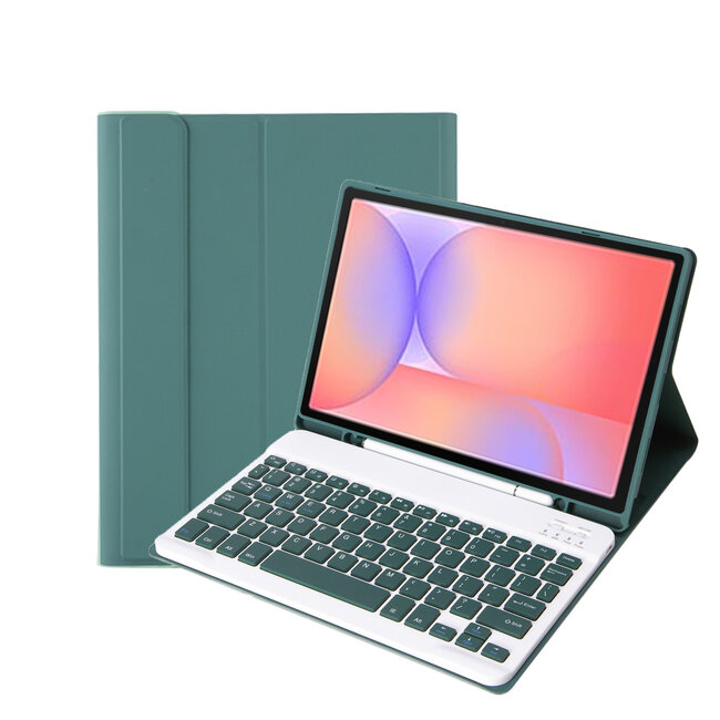 Case2go - Bluetooth Toetsenbord hoes geschikt voor Samsung Galaxy Tab S10 Lite (2025) - 10.9 Inch - QWERTY - Auto Wake/Sleep functie - Met Pencil Houder - Donker Groen