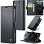 CaseMe - Hoesje geschikt voor Apple iPhone 17 - Retro Wallet Book Case - Met Magnetische Sluiting - Zwart