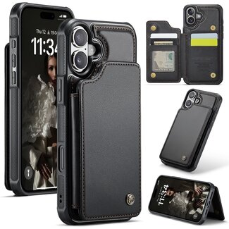 CaseMe CaseMe - Telefoonhoesje geschikt voor Apple iPhone 17 - Back Cover met RFID Pasjeshouder - Zwart