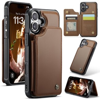 CaseMe CaseMe - Telefoonhoesje geschikt voor Apple iPhone 17 - Back Cover met RFID Pasjeshouder - Bruin