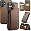 CaseMe - Telefoonhoesje geschikt voor Apple iPhone 17 - Back Cover met RFID Pasjeshouder - Bruin