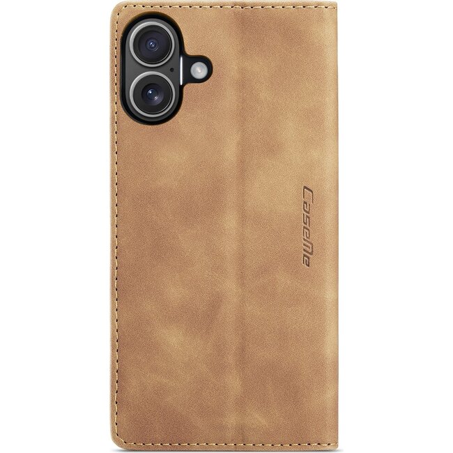 Caseme - Telefoonhoesje geschikt voor Apple iPhone 17 - Wallet Book Case - Met Magnetische Sluiting - Licht Bruin