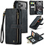 CaseMe - Hoesje geschikt voor Apple iPhone 17 Pro Max - Vintage Wallet Book Case Ritssluiting - Met Magneetsluiting - Zwart