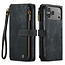 CaseMe - Hoesje geschikt voor Apple iPhone 17 Pro Max - Vintage Wallet Book Case Ritssluiting - Met Magneetsluiting - Zwart