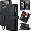 CaseMe - Hoesje geschikt voor Apple iPhone 17 Pro Max - Vintage Wallet Book Case Ritssluiting - Met Magneetsluiting - Zwart