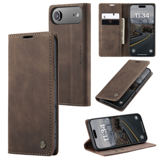CaseMe Caseme - Telefoonhoesje geschikt voor Apple iPhone Air - Wallet Book Case - Met Magnetische Sluiting - Donker Bruin