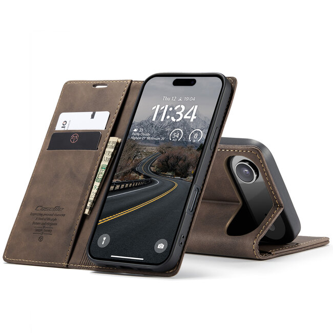 Caseme - Telefoonhoesje geschikt voor Apple iPhone Air - Wallet Book Case - Met Magnetische Sluiting - Donker Bruin