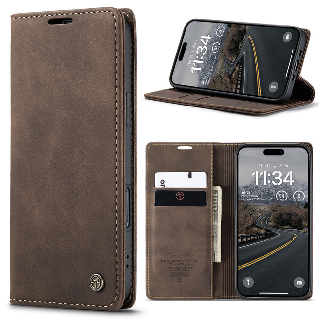 Caseme - Telefoonhoesje geschikt voor Apple iPhone Air - Wallet Book Case - Met Magnetische Sluiting - Donker Bruin