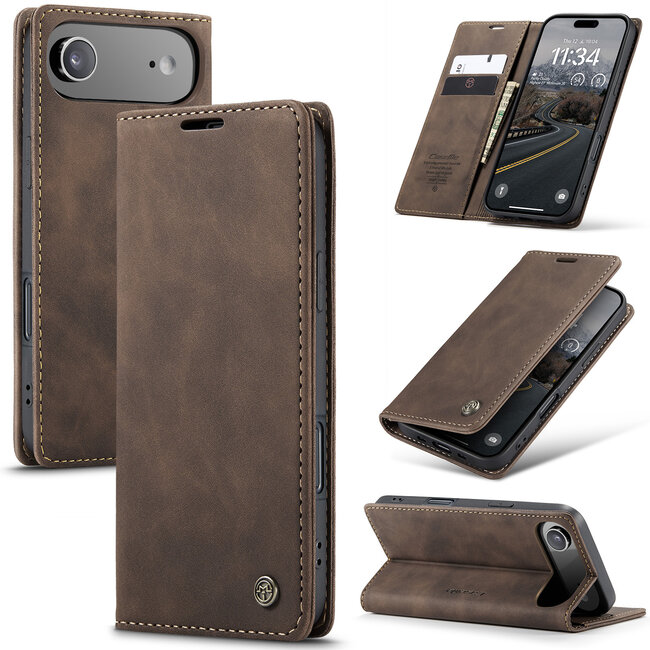 Caseme - Telefoonhoesje geschikt voor Apple iPhone Air - Wallet Book Case - Met Magnetische Sluiting - Donker Bruin