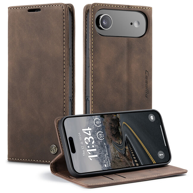 Caseme - Telefoonhoesje geschikt voor Apple iPhone Air - Wallet Book Case - Met Magnetische Sluiting - Donker Bruin