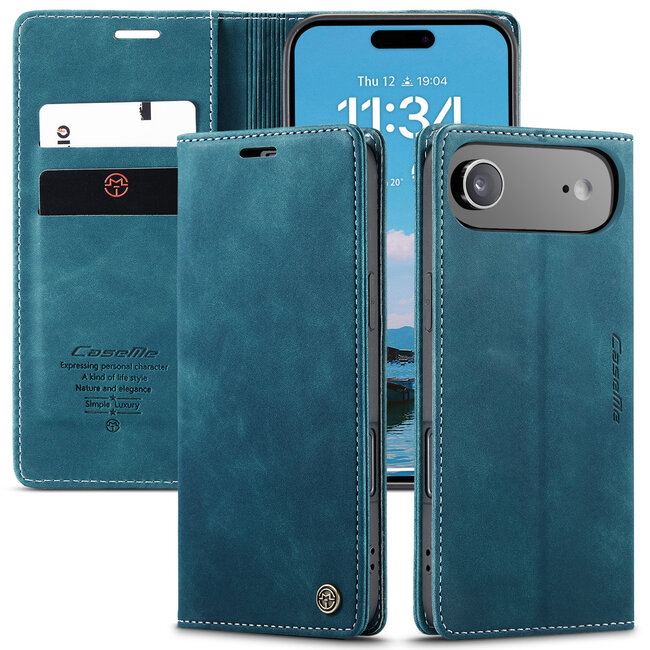 Caseme - Telefoonhoesje geschikt voor Apple iPhone Air - Wallet Book Case - Met Magnetische Sluiting - Blauw