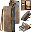 CaseMe - Hoesje geschikt voor Apple iPhone 17 Pro Max - Vintage Wallet Book Case Ritssluiting - Met Magneetsluiting - Bruin