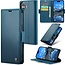 CaseMe - Hoesje geschikt voor Apple iPhone 17 - Retro Wallet Book Case - Met Magnetische Sluiting - Blauw