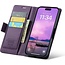 CaseMe - Hoesje geschikt voor Apple iPhone 17 - Retro Wallet Book Case - Met Magnetische Sluiting - Paars