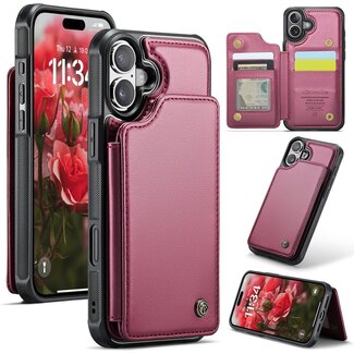 CaseMe CaseMe - Telefoonhoesje geschikt voor Apple iPhone 17 - Back Cover met RFID Pasjeshouder - Rood