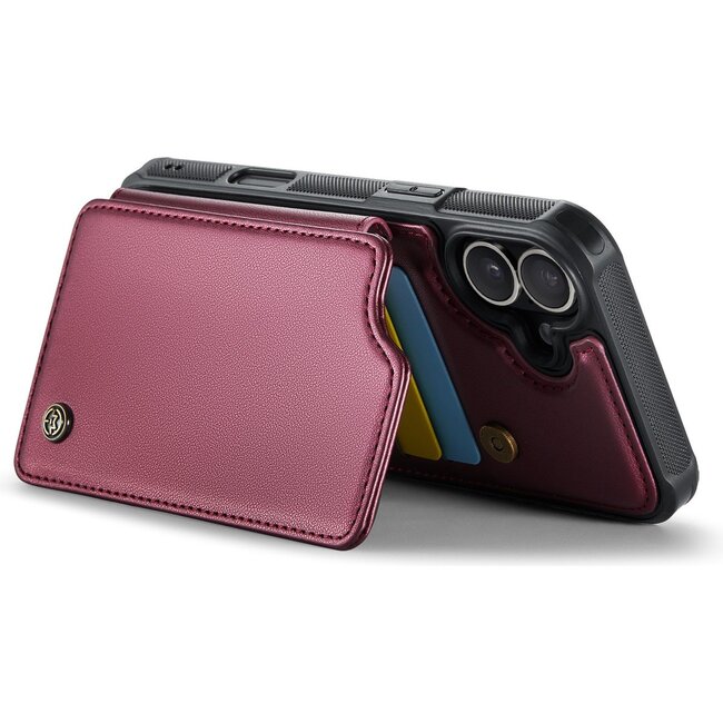 CaseMe - Telefoonhoesje geschikt voor Apple iPhone 17 - Back Cover met RFID Pasjeshouder - Rood