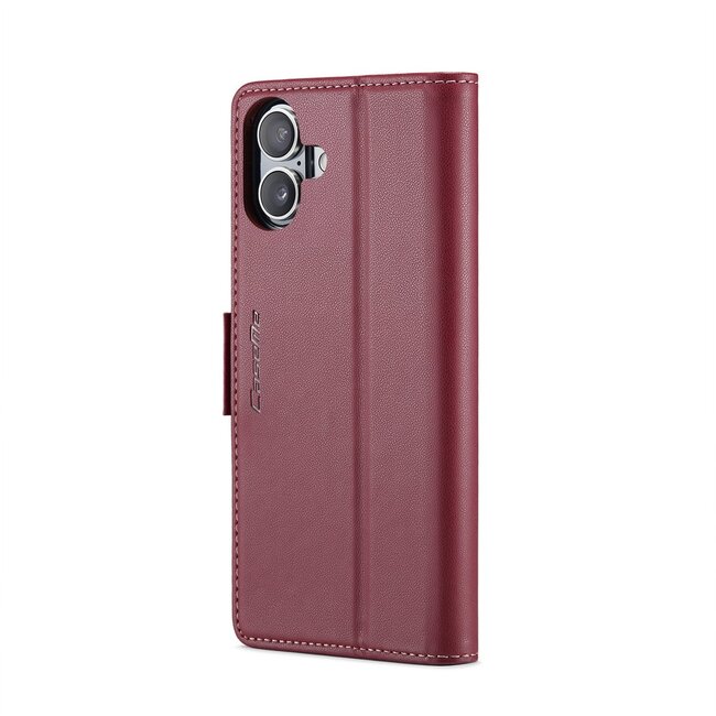 CaseMe - Hoesje geschikt voor Apple iPhone 17 - Retro Wallet Book Case - Met Magnetische Sluiting - Rood