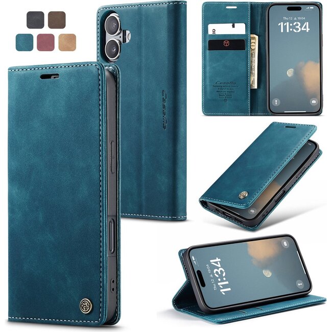 Caseme - Telefoonhoesje geschikt voor Apple iPhone 17 - Wallet Book Case - Met Magnetische Sluiting - Blauw