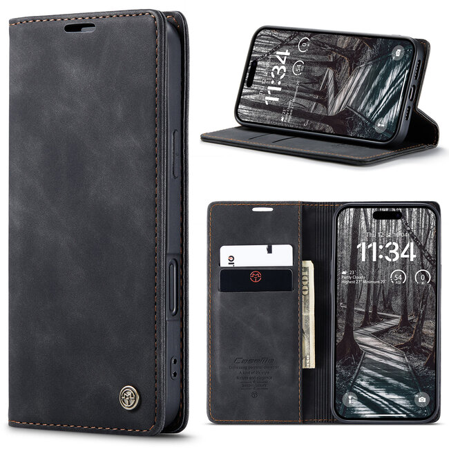 Caseme - Telefoonhoesje geschikt voor Apple iPhone 17 Pro Max - Wallet Book Case - Met Magnetische Sluiting - Zwart
