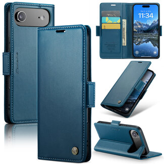 CaseMe CaseMe - Hoesje geschikt voor Apple iPhone Air - Retro Wallet Book Case - Met Magnetische Sluiting - Blauw