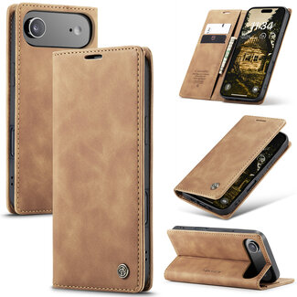 CaseMe Caseme - Telefoonhoesje geschikt voor Apple iPhone Air - Wallet Book Case - Met Magnetische Sluiting - Licht Bruin