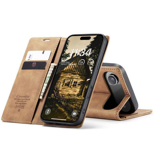 Caseme - Telefoonhoesje geschikt voor Apple iPhone Air - Wallet Book Case - Met Magnetische Sluiting - Licht Bruin
