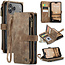 CaseMe - Hoesje geschikt voor Apple iPhone 17 Pro - Vintage Wallet Book Case Ritssluiting - Met Magneetsluiting - Bruin
