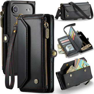 CaseMe CaseMe - Telefoonhoesje geschikt voor Apple iPhone Air - Wallet Book Case met Schouder Strap - Zwart