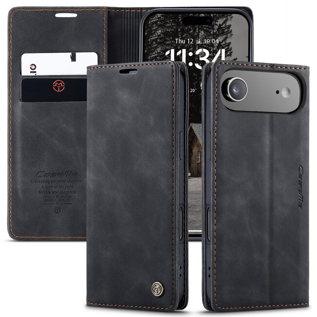 Caseme - Telefoonhoesje geschikt voor Apple iPhone Air - Wallet Book Case - Met Magnetische Sluiting - Zwart