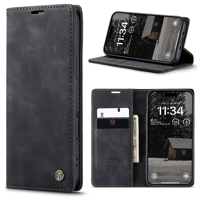Caseme - Telefoonhoesje geschikt voor Apple iPhone Air - Wallet Book Case - Met Magnetische Sluiting - Zwart