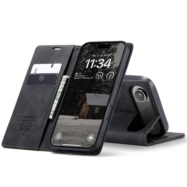 Caseme - Telefoonhoesje geschikt voor Apple iPhone Air - Wallet Book Case - Met Magnetische Sluiting - Zwart