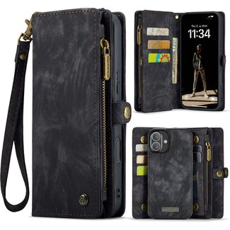 CaseMe CaseMe - Telefoonhoesje geschikt voor Apple iPhone 17 - 2 in 1 Book Case en Back Cover - Zwart