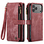 CaseMe - Hoesje geschikt voor Apple iPhone 17 Pro Max - Vintage Wallet Book Case Ritssluiting - Met Magneetsluiting - Rood