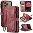 CaseMe - Hoesje geschikt voor Apple iPhone 17 Pro Max - Vintage Wallet Book Case Ritssluiting - Met Magneetsluiting - Rood