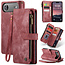 CaseMe - Hoesje geschikt voor Apple iPhone Air- Vintage Wallet Book Case Ritssluiting - Met Magneetsluiting - Rood