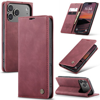 CaseMe Caseme - Telefoonhoesje geschikt voor Apple iPhone 17 Pro - Wallet Book Case - Met Magnetische Sluiting - Rood