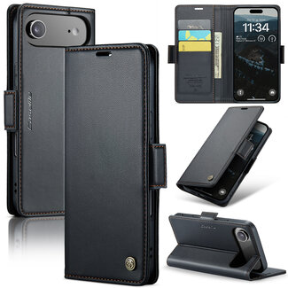 CaseMe CaseMe - Hoesje geschikt voor Apple iPhone Air - Retro Wallet Book Case - Met Magnetische Sluiting - Zwart