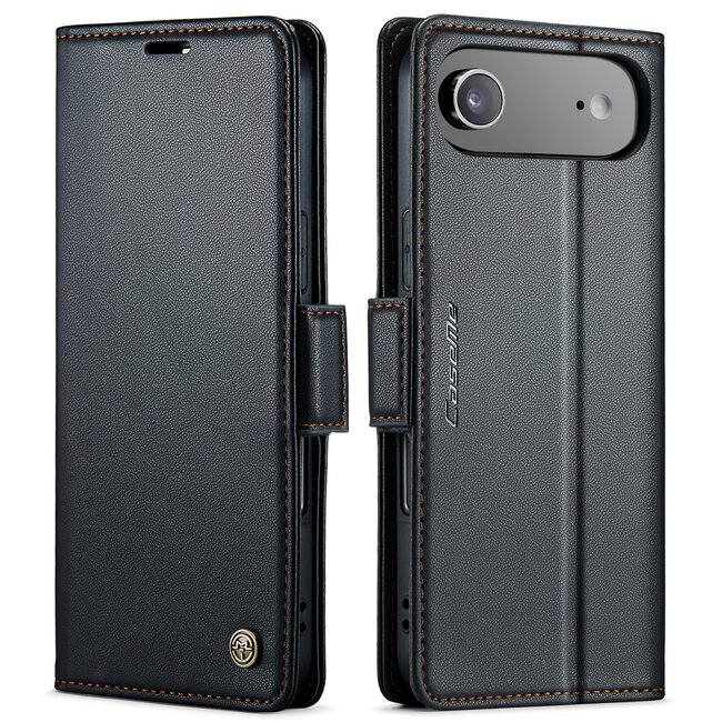 CaseMe - Hoesje geschikt voor Apple iPhone Air - Retro Wallet Book Case - Met Magnetische Sluiting - Zwart