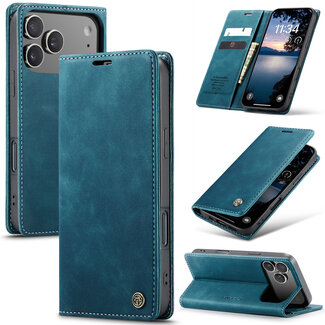 CaseMe Caseme - Telefoonhoesje geschikt voor Apple iPhone 17 Pro - Wallet Book Case - Met Magnetische Sluiting - Blauw