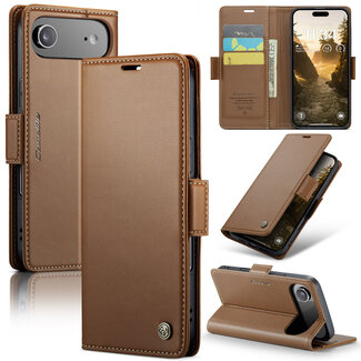 CaseMe CaseMe - Hoesje geschikt voor Apple iPhone Air - Retro Wallet Book Case - Met Magnetische Sluiting - Bruin