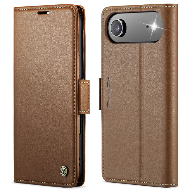 CaseMe - Hoesje geschikt voor Apple iPhone Air - Retro Wallet Book Case - Met Magnetische Sluiting - Bruin