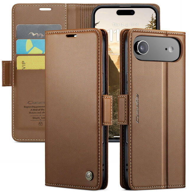 CaseMe - Hoesje geschikt voor Apple iPhone Air - Retro Wallet Book Case - Met Magnetische Sluiting - Bruin