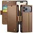 CaseMe - Hoesje geschikt voor Apple iPhone 17 Pro Max - Retro Wallet Book Case - Met Magnetische Sluiting - Bruin
