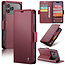 CaseMe - Hoesje geschikt voor Apple iPhone 17 Pro - Retro Wallet Book Case - Met Magnetische Sluiting - Rood