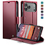 CaseMe - Hoesje geschikt voor Apple iPhone 17 Pro - Retro Wallet Book Case - Met Magnetische Sluiting - Rood