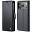 CaseMe - Hoesje geschikt voor Apple iPhone 17 Pro - Retro Wallet Book Case - Met Magnetische Sluiting - Zwart