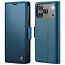 CaseMe - Hoesje geschikt voor Apple iPhone 17 Pro - Retro Wallet Book Case - Met Magnetische Sluiting - Blauw